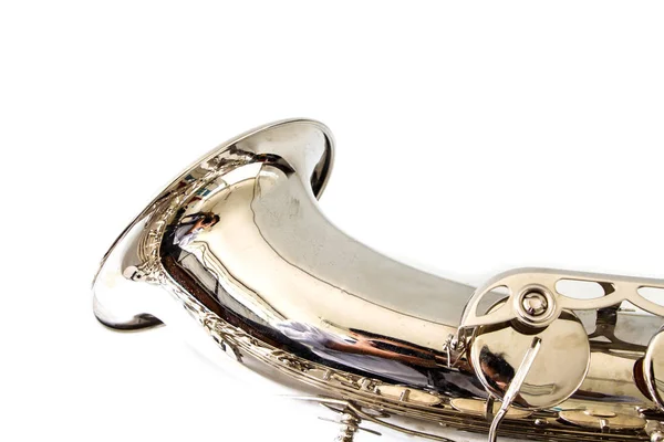 Saxofoon Isoleren Witte Achtergrond — Stockfoto