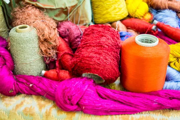 Group of Raw silk thread and messaline. — Stock Photo, Image