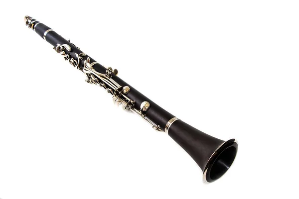 Clarinete Isolado Sobre Fundo Branco — Fotografia de Stock