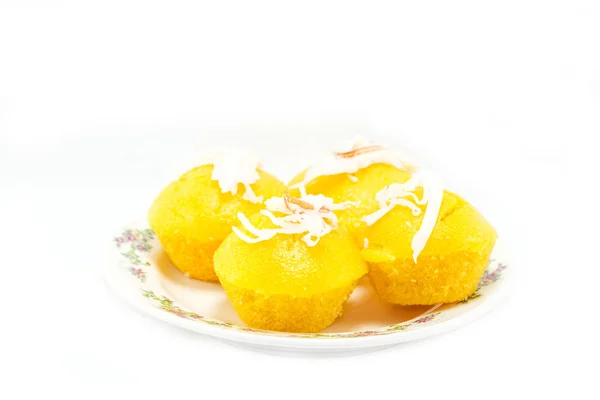 Orange Dan Yellow Lemon Cake Pada Latar Belakang Putih — Stok Foto