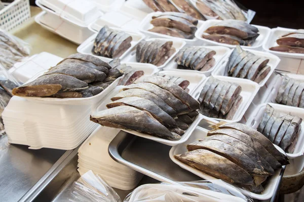 Cut Pieces Salted Fish Market King Mackerel Thailand — Stock Photo, Image