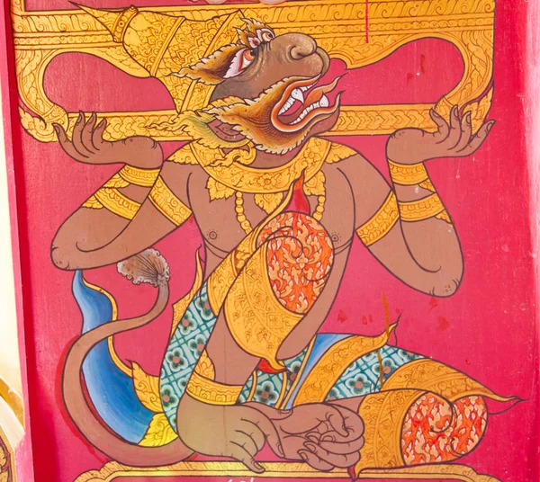 Capolavoro Della Pittura Tradizionale Stile Tailandese Arte Vecchio Budda — Foto Stock