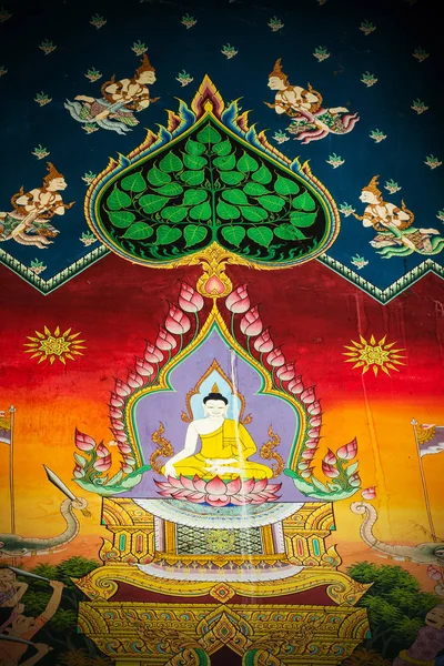 Mural Buddistisk Konst Thailändskt Tempel Thailand Allmänhet Ingen — Stockfoto