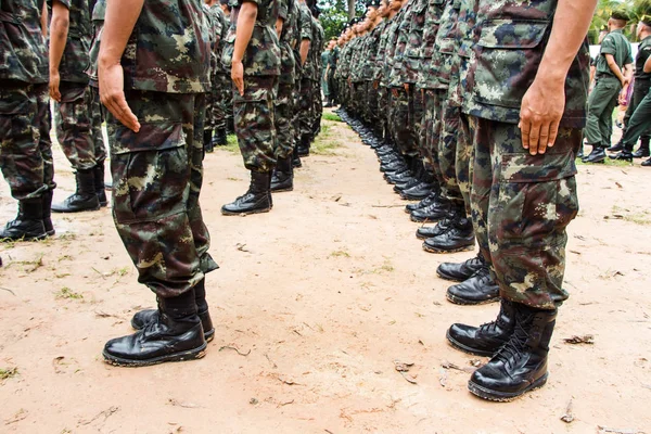 Fuerza Militar Uniforme Soldado Bota Fila — Foto de Stock