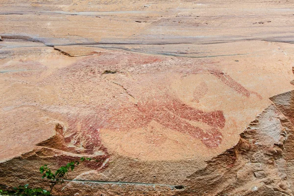 Abstrakt Mänsklig Konst Pha Taem Förhistoriska Klippa Målning Som — Stockfoto