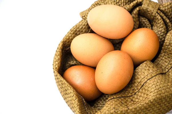 Chicken Eggs Bag White Background — Stock Photo, Image