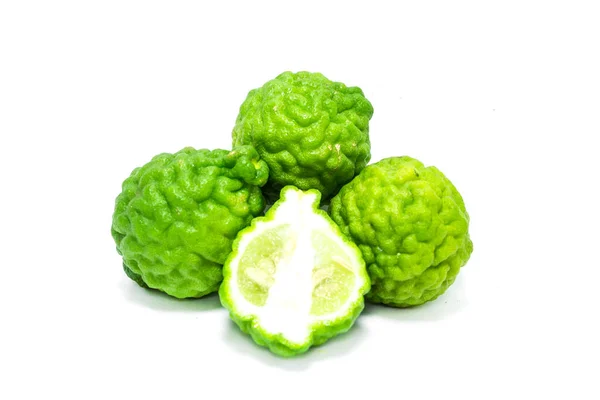 Kaffir Limefrukter Isolerade Vit — Stockfoto