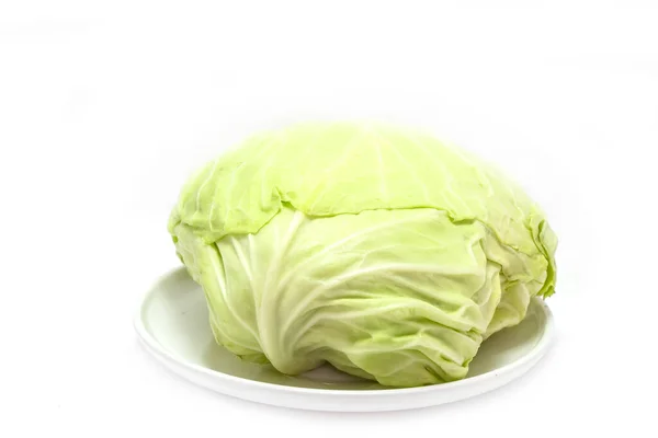 Green Cabbage Isolated White Background — Stock Photo, Image