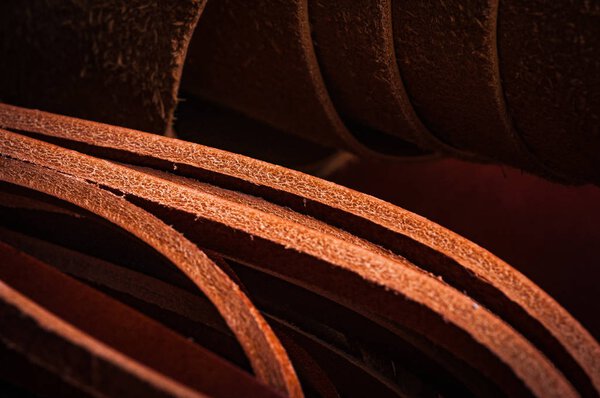 rolled untreated terry leather belts, leather handcraft accessory