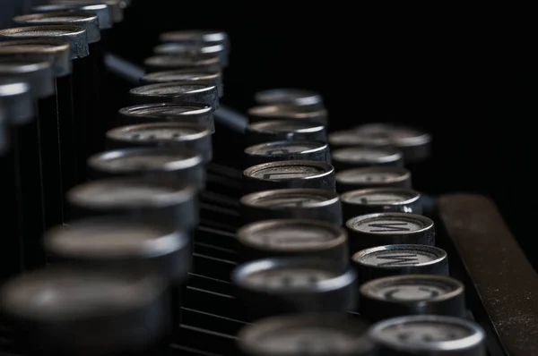 Vue Latérale Prise Vue Floue Des Boutons Clavier Machine Écrire — Photo