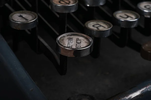 Makroaufnahme Der Tastatur Der Schreibmaschine — Stockfoto