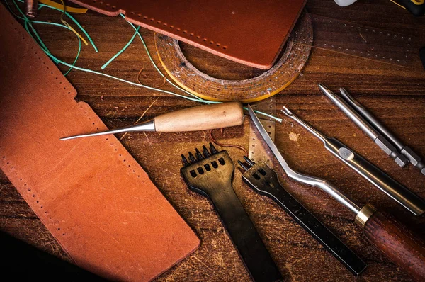 Manufacturing Crafting Tools Workplace Table — Stock Photo, Image