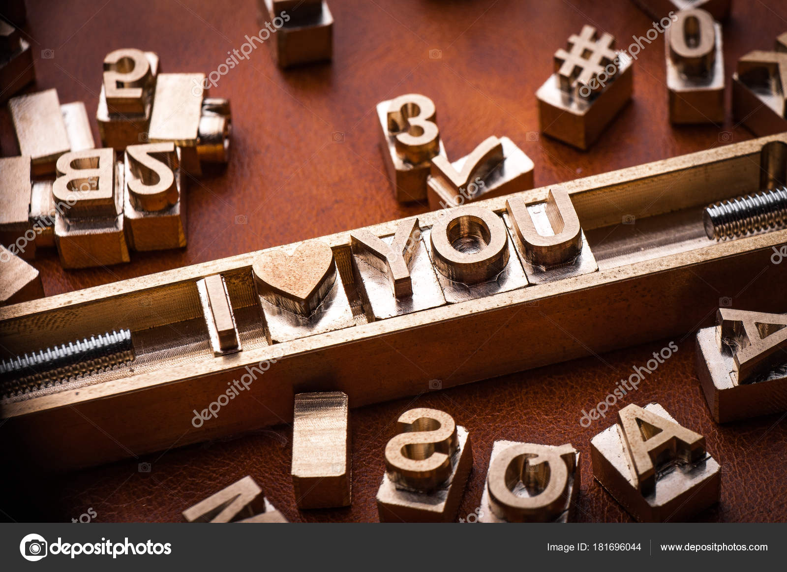 golden leather alphabet stamps red surface wooden press machine leather letter stamps