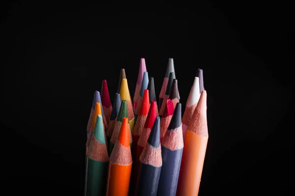Colorful Crayons Isolated Black Background — Stock Photo, Image