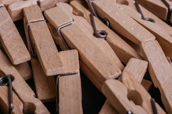 Fából Készült Clothespins Tulajdonosok Közelről — Stock Fotó