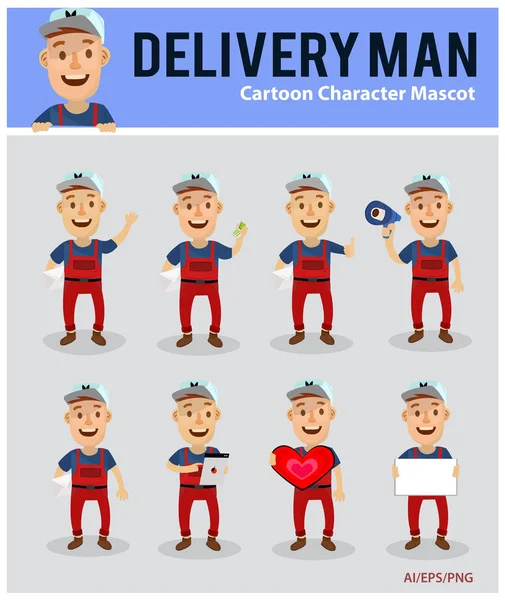 Homem de entrega Mascote dos desenhos animados —  Vetores de Stock