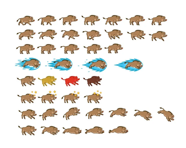 Juego de Warthog Animación Sprite — Archivo Imágenes Vectoriales