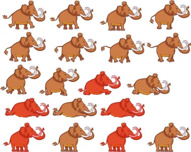 Oyun kıymetin mamut çizgi film animasyon sprite vektör tasarımı