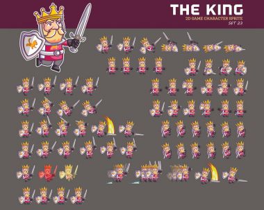 King çizgi film oyunu karakter animasyon Sprite vektör çizim
