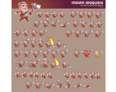 Hint Iroquois oyun karakteri Sprite vektör çizim
