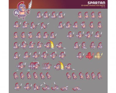 Spartalı savaşçı oyun Sprite vektör çizim