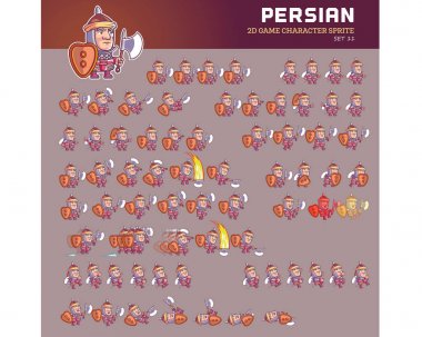 İran karikatür oyun karakter animasyon Sprite vektör çizim