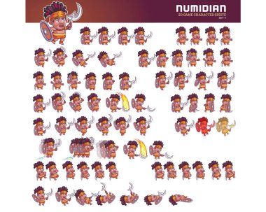 Vector Illustration of Numidian Warrior Cartoon Game Character Animation Sprite clipart
