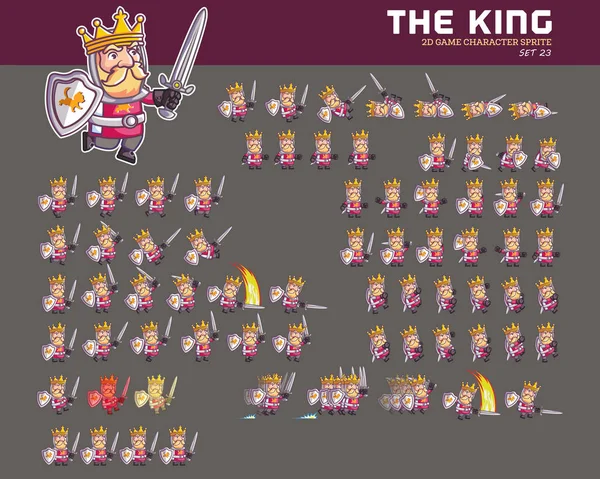 Vector Εικονογράφηση Του Βασιλιά Cartoon Παιχνίδι Χαρακτήρα Κινουμένων Σχεδίων Sprite — Διανυσματικό Αρχείο