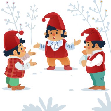 Cüce. Cüceler. Peri masalı. Harika bir karakter seti. Sihirli hikayeler vektör klipsi sanatı