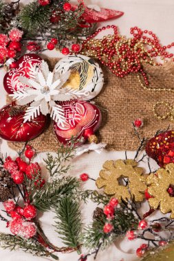 Noel ve yılbaşı süsleri yılbaşı ağacı için. Noel Kartpostalı.