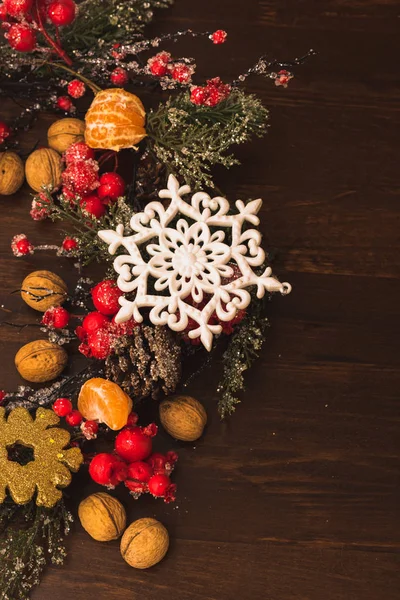 Kerst Nieuwjaars Versieringen Voor Het Nieuwe Jaar Boom Kerst Briefkaart — Stockfoto