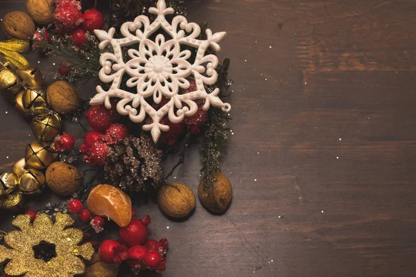 Kerst Nieuwjaars Versieringen Voor Het Nieuwe Jaar Boom Kerst Briefkaart — Stockfoto