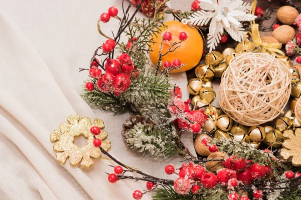 Kerst Nieuwjaars Versieringen Voor Het Nieuwe Jaar Boom Kerst Briefkaart — Stockfoto