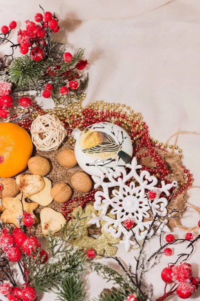 Kerst Nieuwjaars Versieringen Voor Het Nieuwe Jaar Boom Kerst Briefkaart — Stockfoto