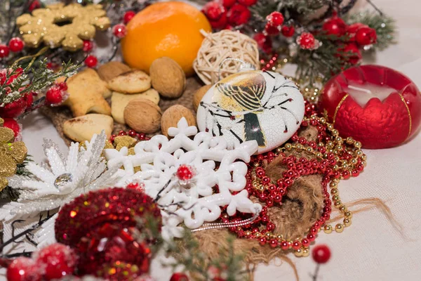 Kerst Nieuwjaars Versieringen Voor Het Nieuwe Jaar Boom Kerst Briefkaart — Stockfoto