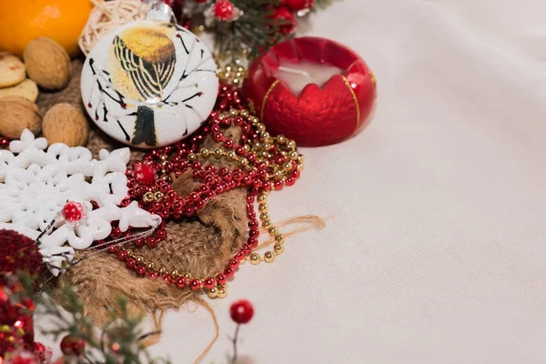 Kerst Nieuwjaars Versieringen Voor Het Nieuwe Jaar Boom Kerst Briefkaart — Stockfoto