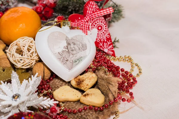 Kerst Nieuwjaars Versieringen Voor Het Nieuwe Jaar Boom Kerst Briefkaart — Stockfoto