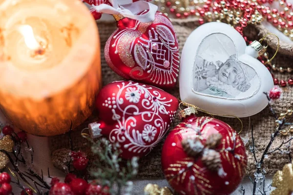 Kerst Nieuwjaars Versieringen Voor Het Nieuwe Jaar Boom Kerst Briefkaart — Stockfoto