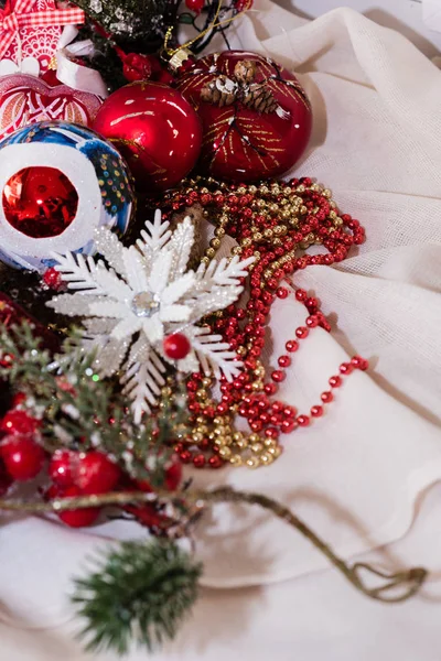 Kerst Nieuwjaars Versieringen Voor Het Nieuwe Jaar Boom Kerst Briefkaart — Stockfoto