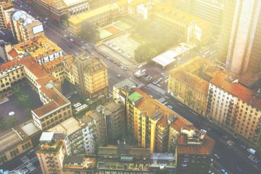 Güzel çok renkli tonda aeroview görüntü Milan