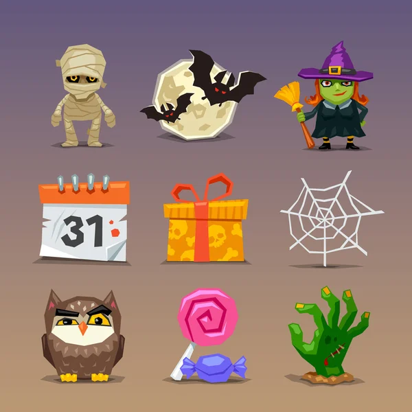 Conjunto de ícones halloween engraçado — Vetor de Stock