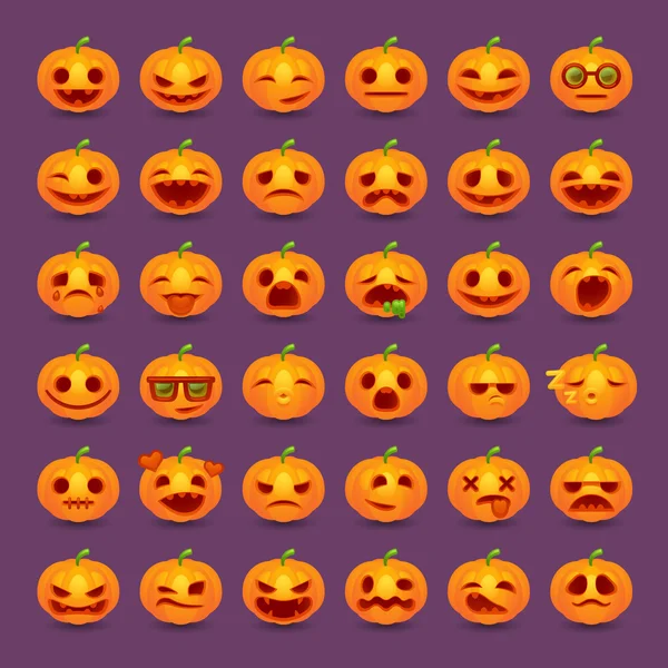 Sonrisas de calabaza de Halloween — Vector de stock