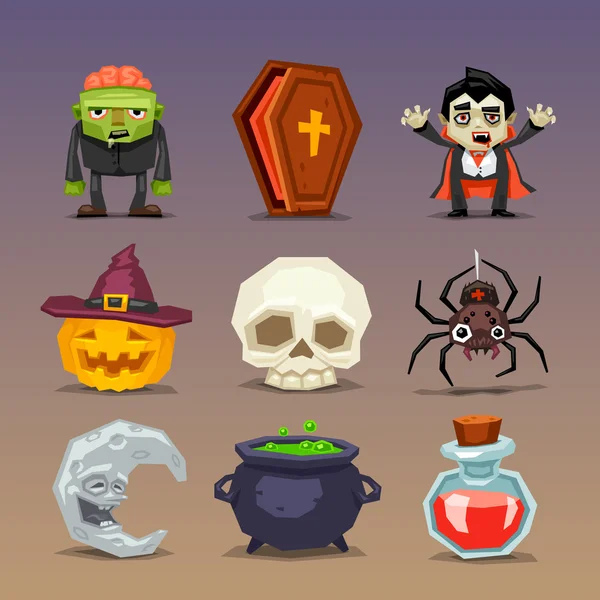 Halloween conjunto monstro de ícones — Vetor de Stock