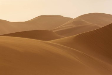 Sahara çöl güzel çizgiler ve renkler ile güneş doğarken. Merzouga, Fas