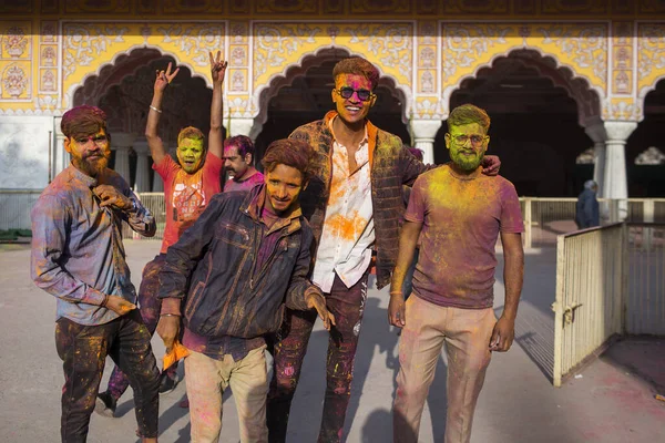 Jaipur India Marzo Gente Del Posto Celebra Festival Holi Marzo — Foto Stock