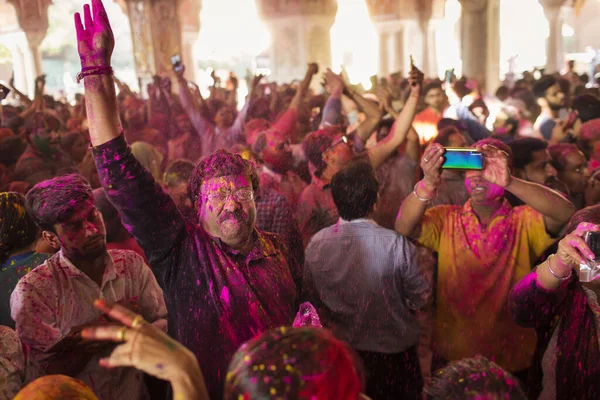 Jaipur India Marca Miejscowi Świętują Festiwal Holi Marca 2020 Roku — Zdjęcie stockowe