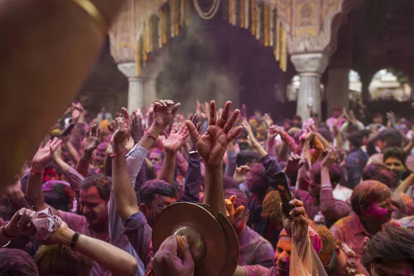 Jaipur Índia Março Pessoas Locais Celebram Festival Holi Março 2020 — Fotografia de Stock