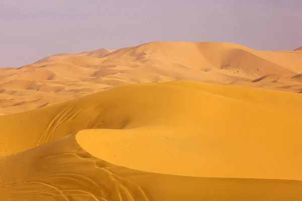 Öknen Sahara Med Vackra Linjer Och Färger Vid Soluppgången Merzouga — Stockfoto