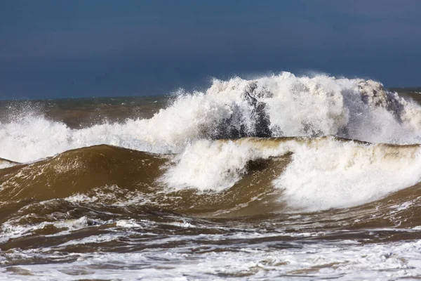 Великі Хвилі Морі Синім Фоном Сувейра Марокко — стокове фото