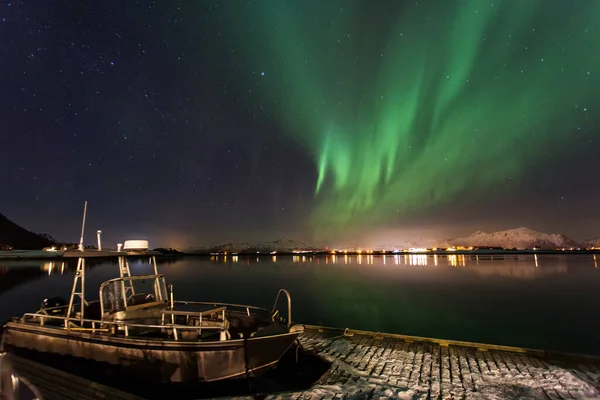 Amazin Landscape Northen Lights Background Lofoten Norway — Stock Photo, Image
